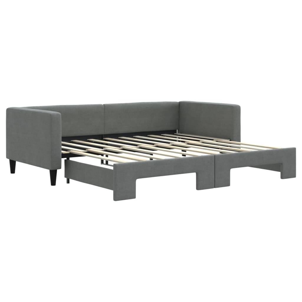 vidaXL Tagesbett Ausziehbar Dunkelgrau 100x190 cm Stoff
