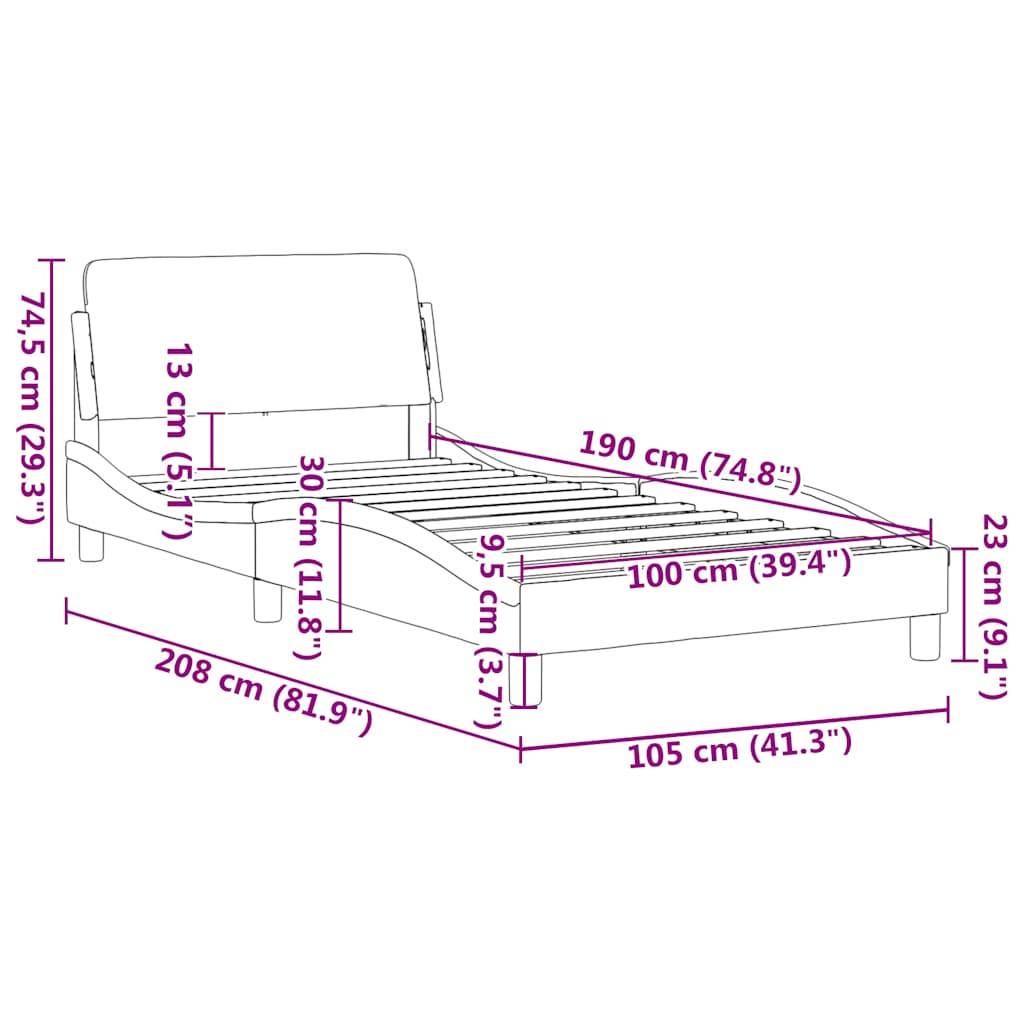 vidaXL Bettgestell "Dover" Schwarz und Weiß 100x190cm Kunstleder