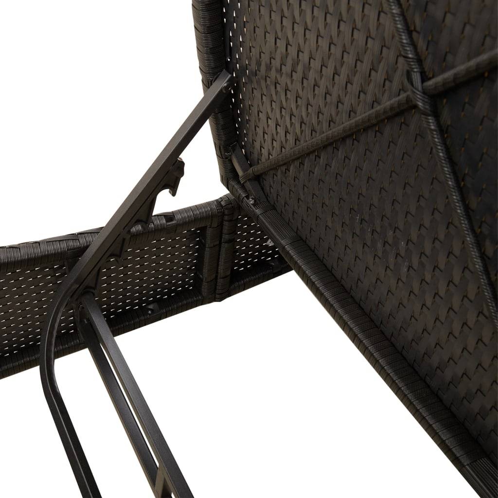 vidaXL Doppel-Sonnenliege mit Kissen Schwarz Poly Rattan