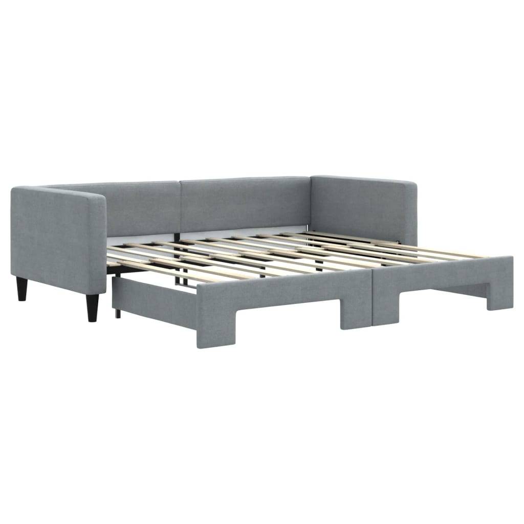 vidaXL Tagesbett Ausziehbar Hellgrau 100x190 cm Stoff