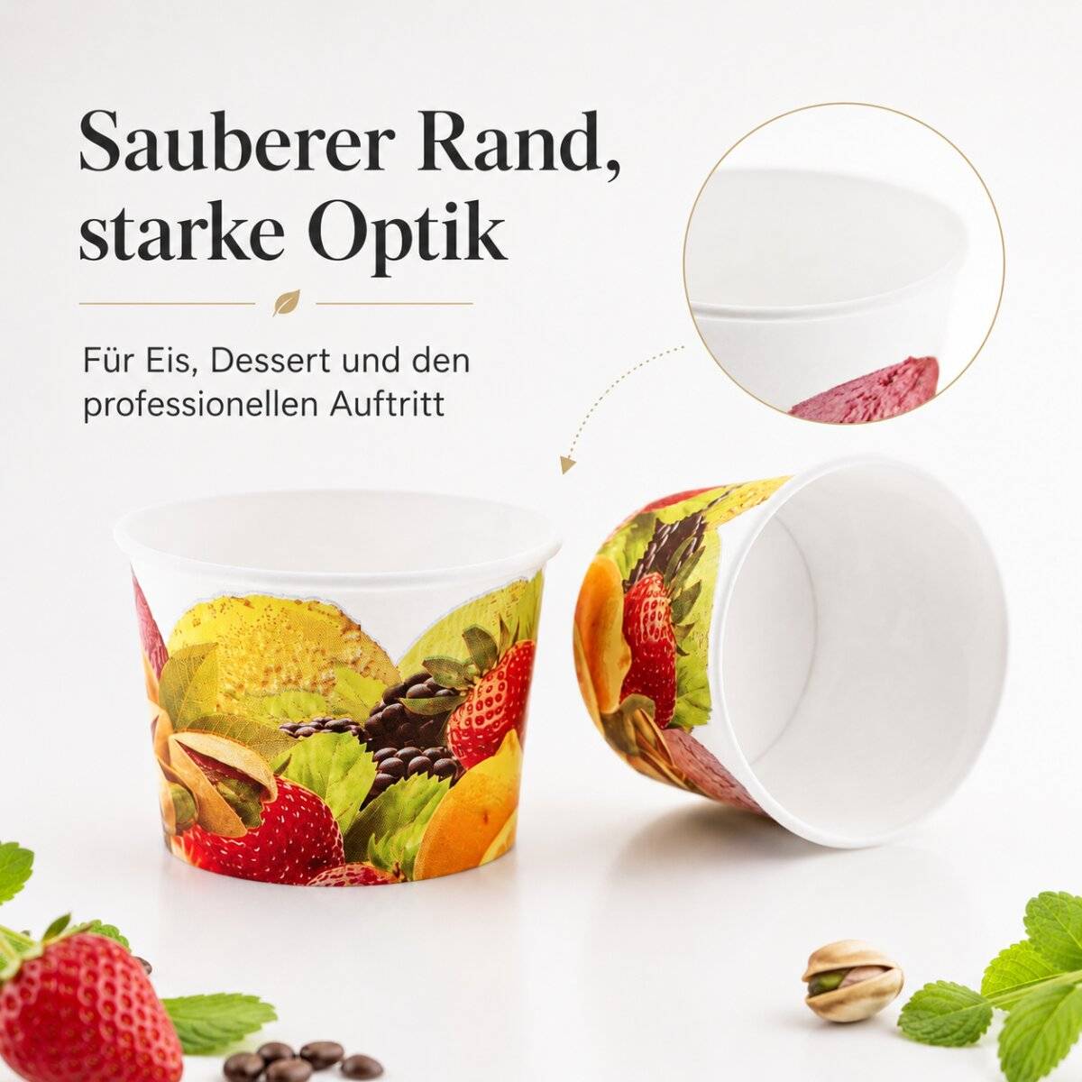 COFI Eisbecher 100 ml 2.000 Stück aus Pappe, Dessertbecher mit Fruchtmotiv