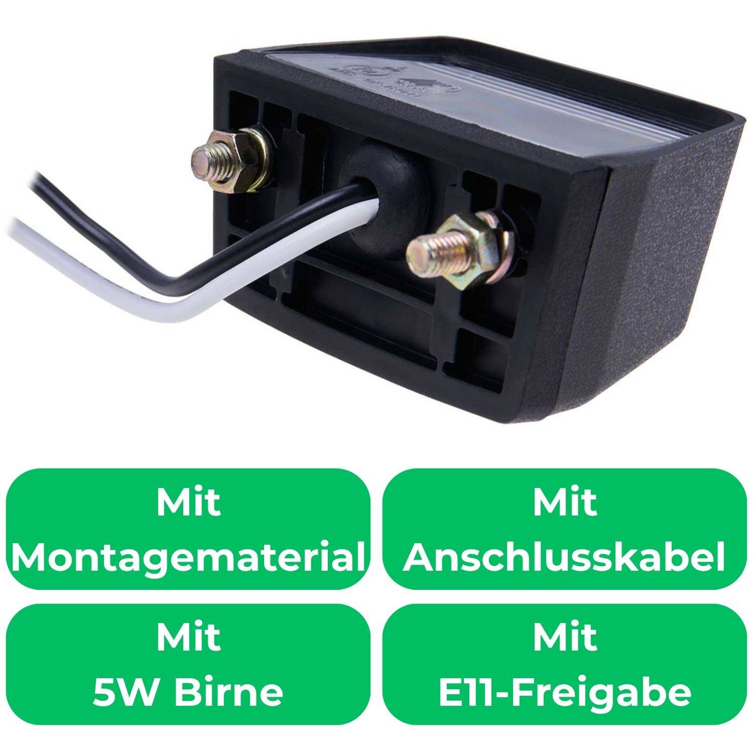 2x Kennzeichenleuchte 12V mit 5W Glühbirne