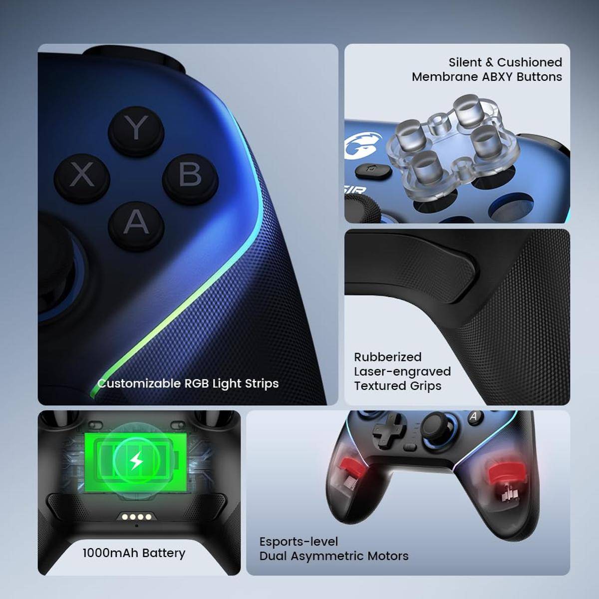 GameSir Super Nova kabelloser 1000Hz Controller mit Ladestation Nightfall Blue