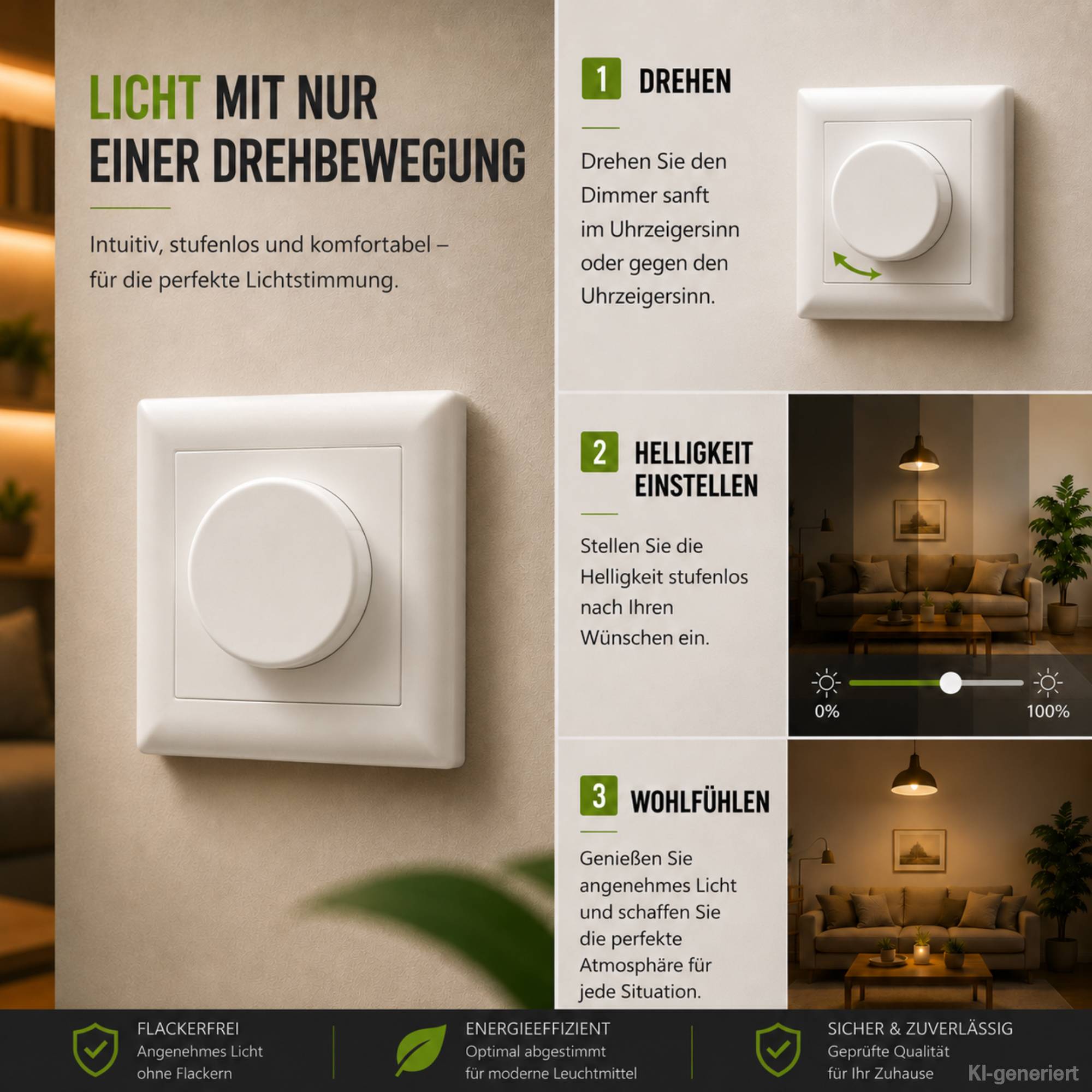Offgridtec Smart LED Drehdimmer 0,5 - 100W Unterputz Tuya Alexa Dimmschalter für LED und Halogen 0,5 - 300W 230V weiß