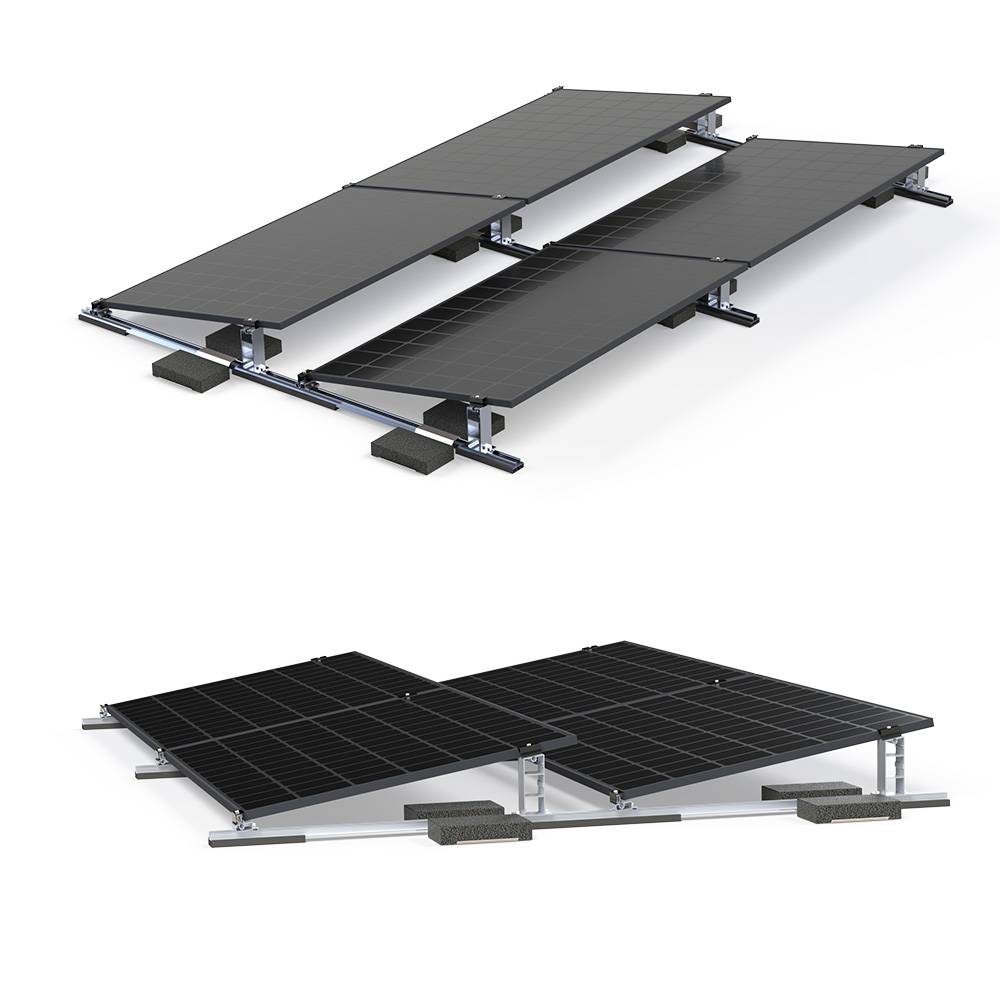Offgridtec Flachdach Befestigungsset Ballast Montagekit Ost-West 6 Module