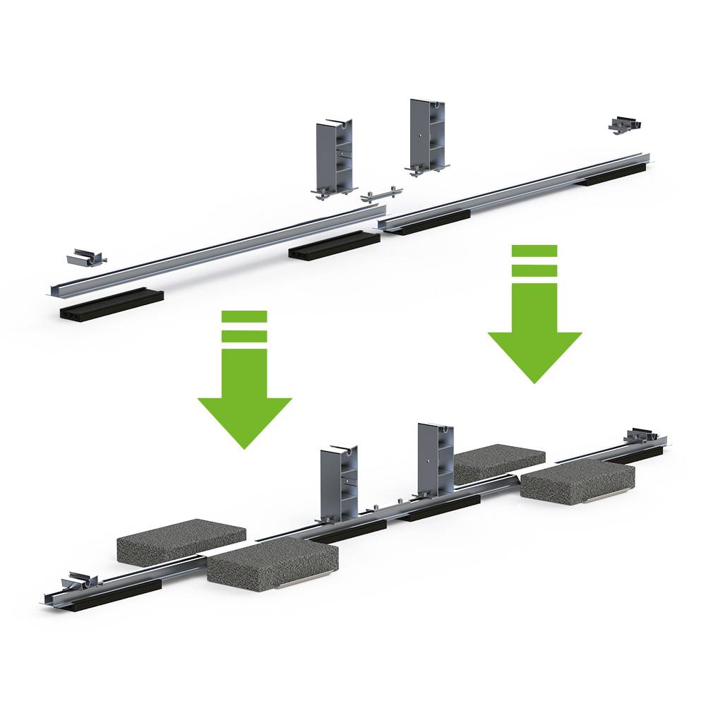 Offgridtec Flachdach Befestigungsset Ballast Montagekit Ost-West 6 Module