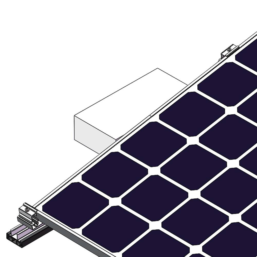 Abbildung eines Solarmoduls mit einer Anschlussdose und Verdrahtung auf der Rückseite.