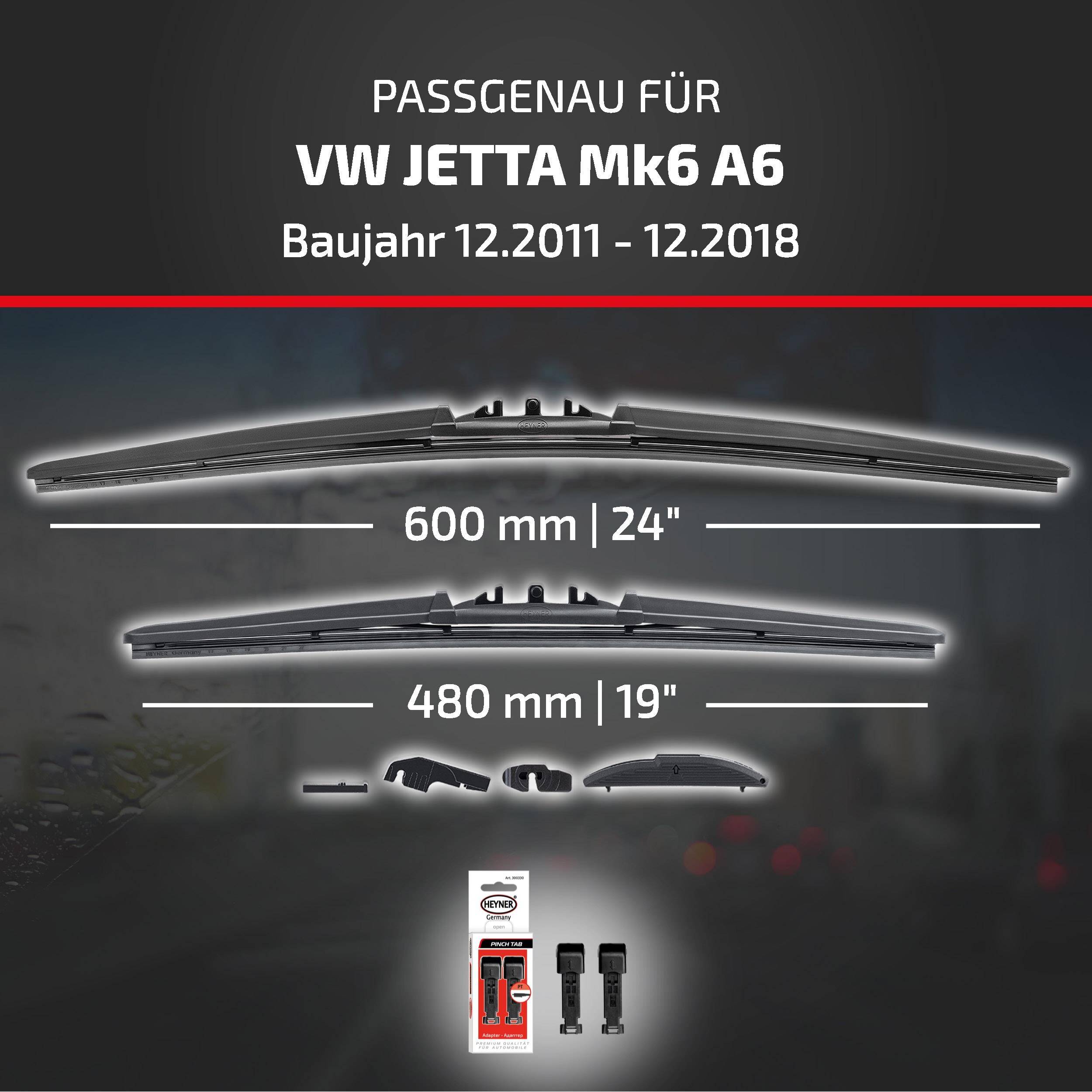 HEYNER® Scheibenwischer für VW JETTA Mk6 (12.2011 - 12.2018) HYBRID Flachbalkenwischer