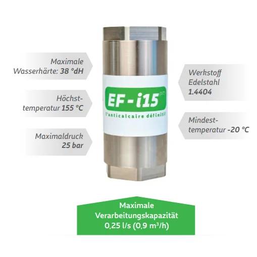 DRAG’EAU Kalkschutzarmatur EF-I15, 1/2" IG, DN15, Edelstahl, 100x45mm, 1 Stk.