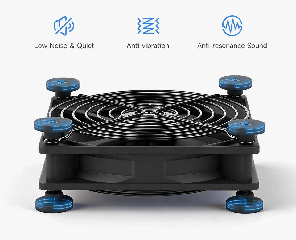Waveshare 120mm Lüfter, PWM-Motor, 3-Stufen-Regelung, USB-A, 52 CFM, 18 bis 27dB, 5V