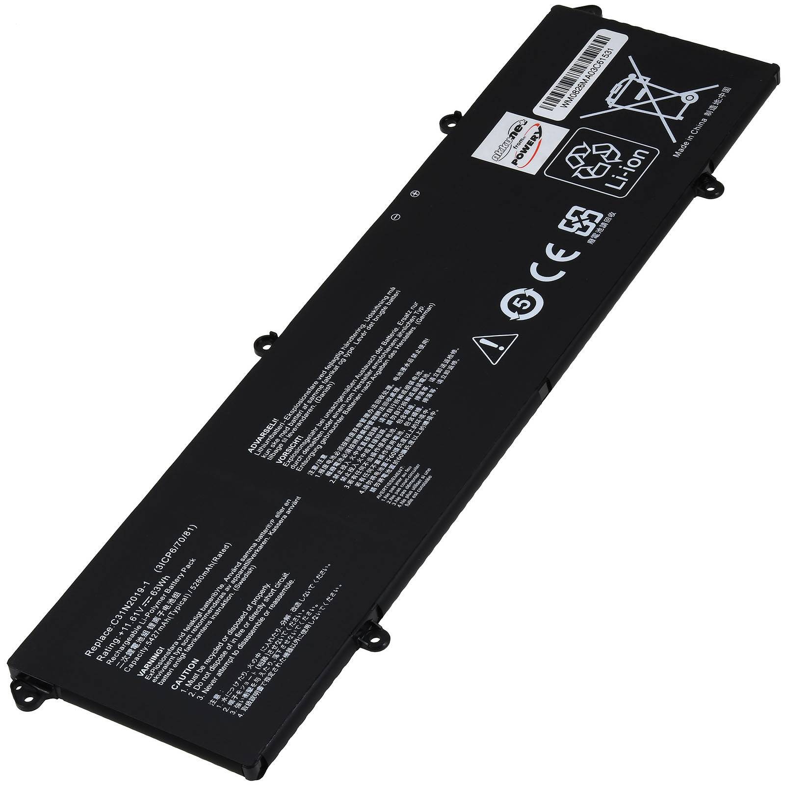 Powery Standardakku passend für Asus VivoBook Pro 14 OLED K3400PA VivoBook Pro 15 OLED M3500Q Laptop nur für Typ C31N20