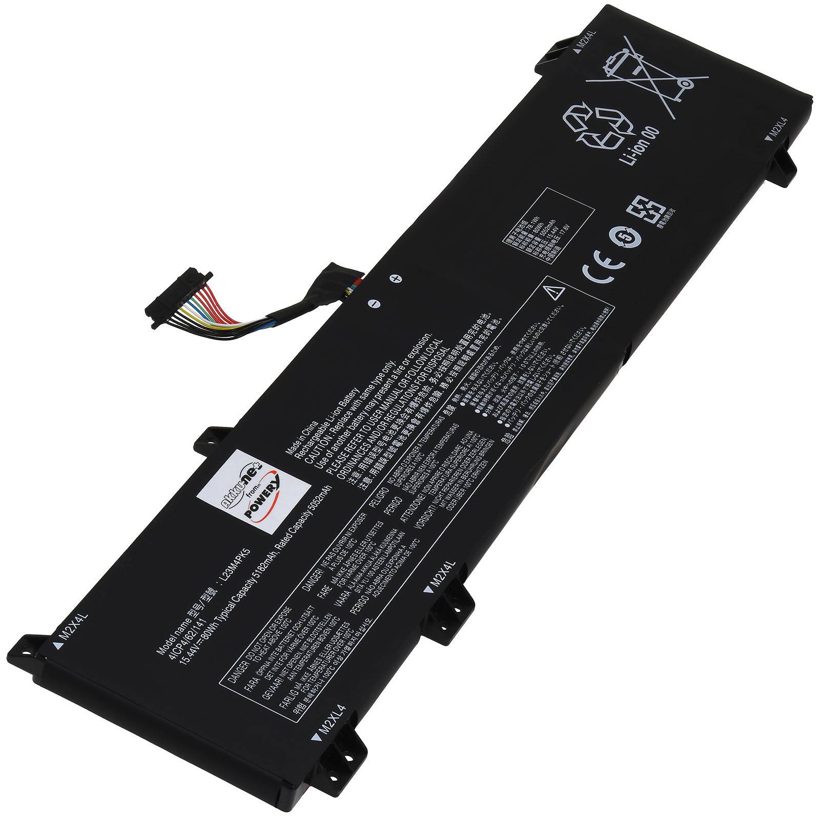 Powery Akku passend für Lenovo Legion 5-16IRX9 83DG 83EW Laptop Typ L23D4PK5, 15,52V, Li-Polymer