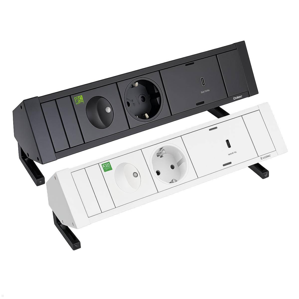 EVOline Dock Square – ECOswitch 1x Schuko, 1x Schalter, 1x Wechselcharger, Schwa...