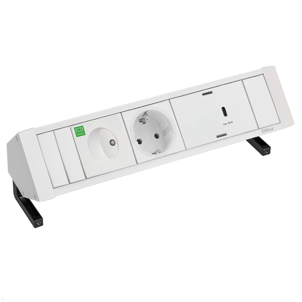 EVOline Dock Square – ECOswitch 1x Schuko, 1x Schalter, 1x Wechselcharger, Weiß ...