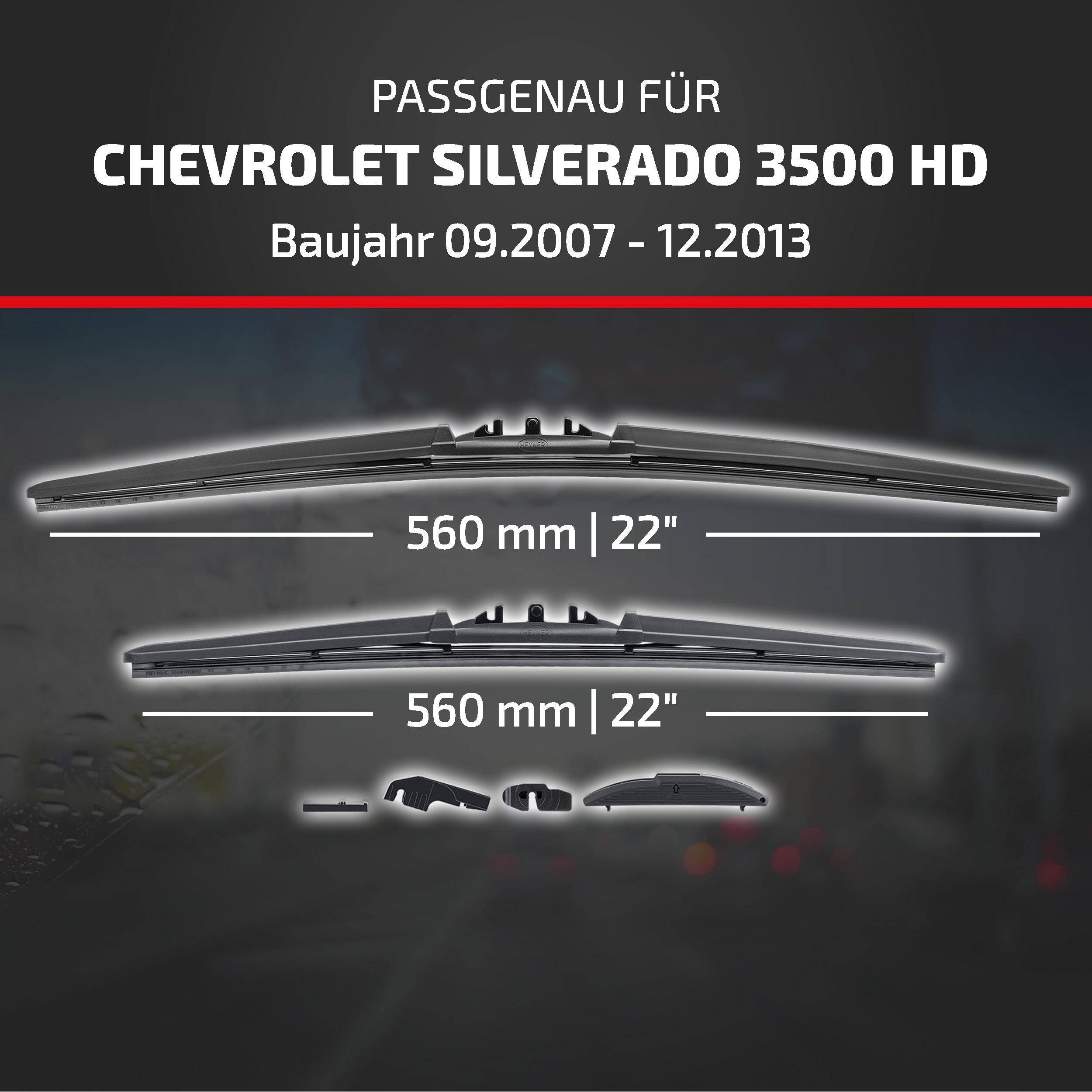 HEYNER® Scheibenwischer für CHEVROLET SILVERADO 3500 HD Cab & Chassis (09.2007 - 12.2013) HYBRID Flachbalkenwischer