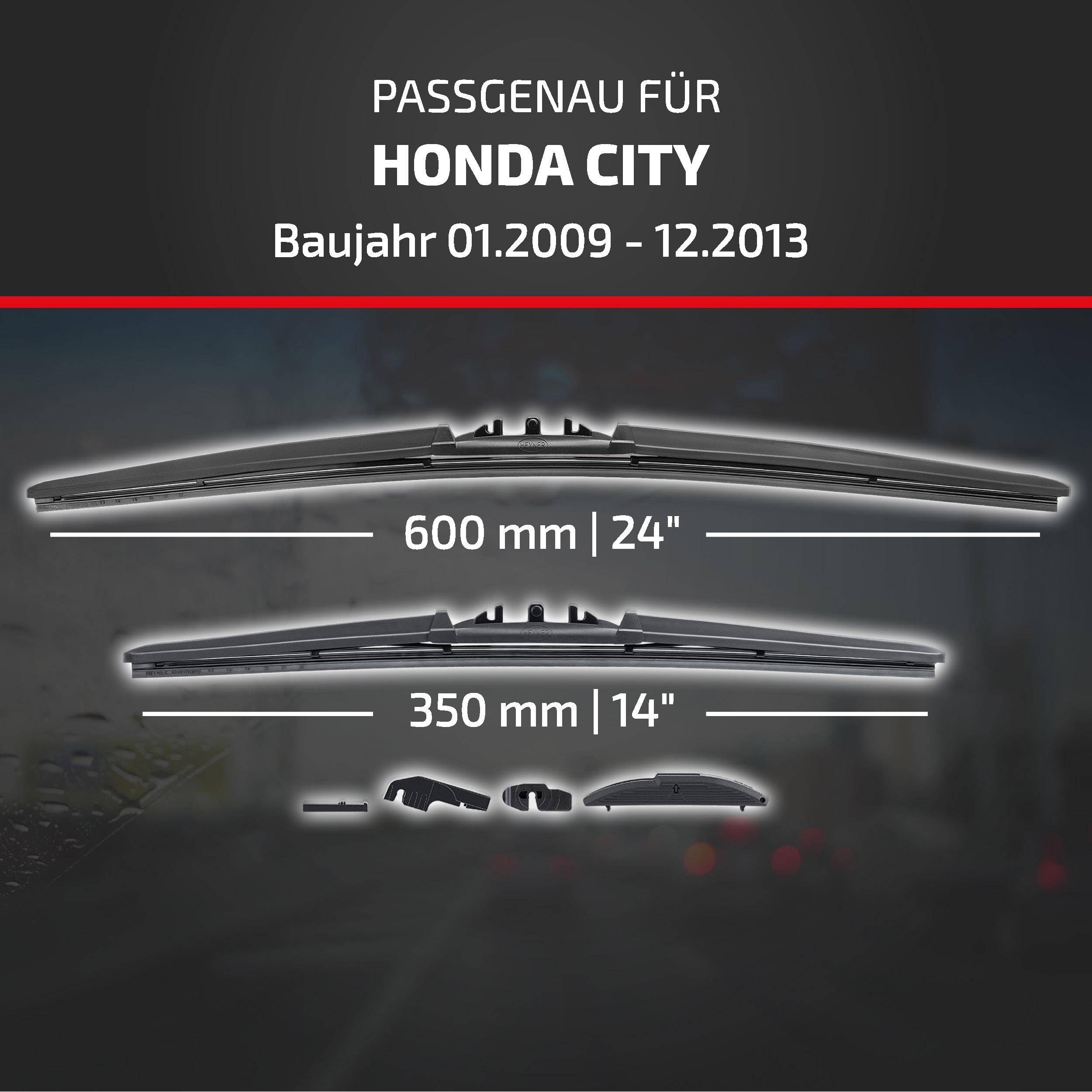 HEYNER® Scheibenwischer für HONDA CITY (01.2009 - 12.2013) HYBRID Flachbalkenwischer