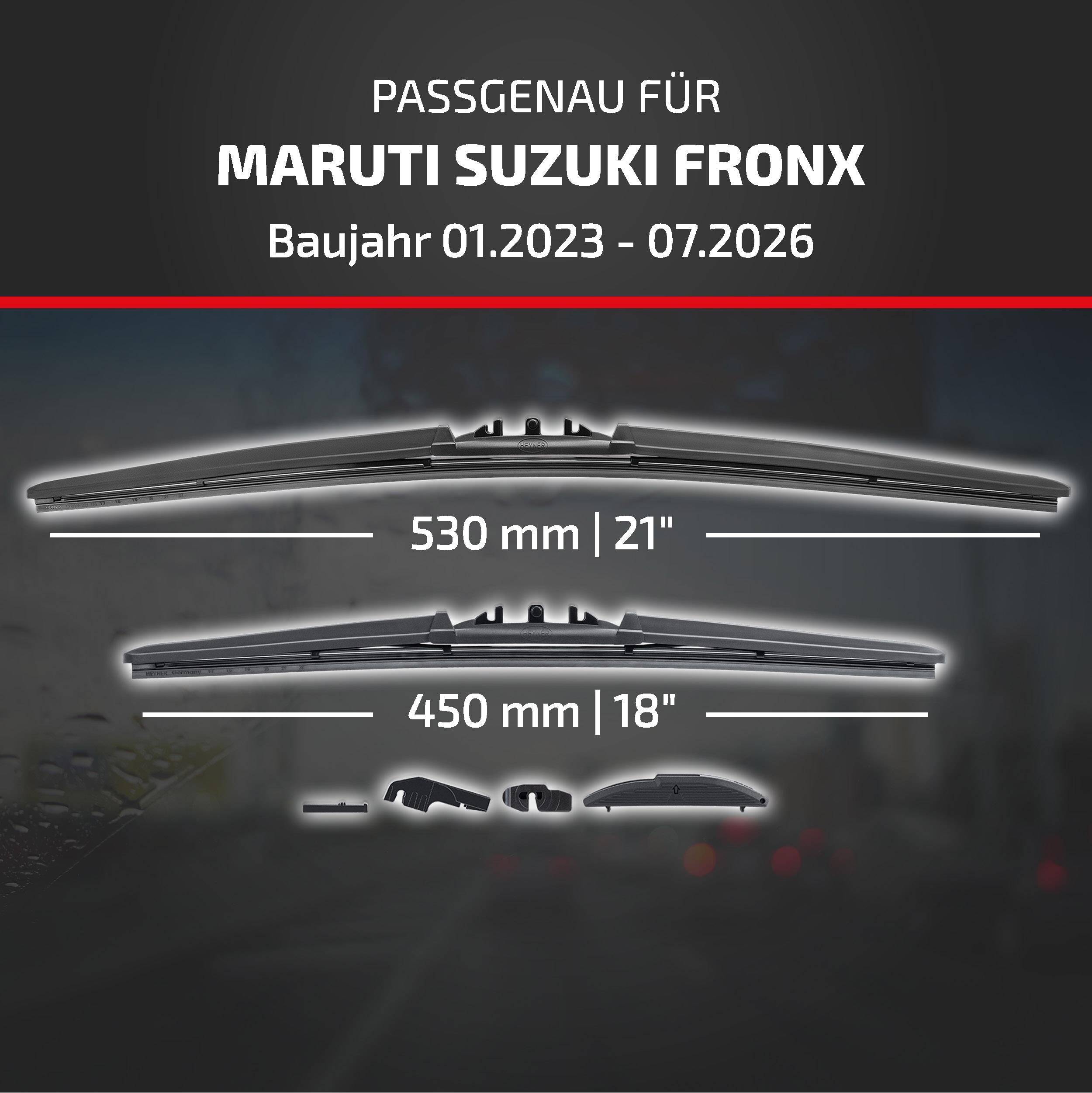 HEYNER® Scheibenwischer für MARUTI SUZUKI FRONX (01.2023 - 08.2026) HYBRID Flachbalkenwischer