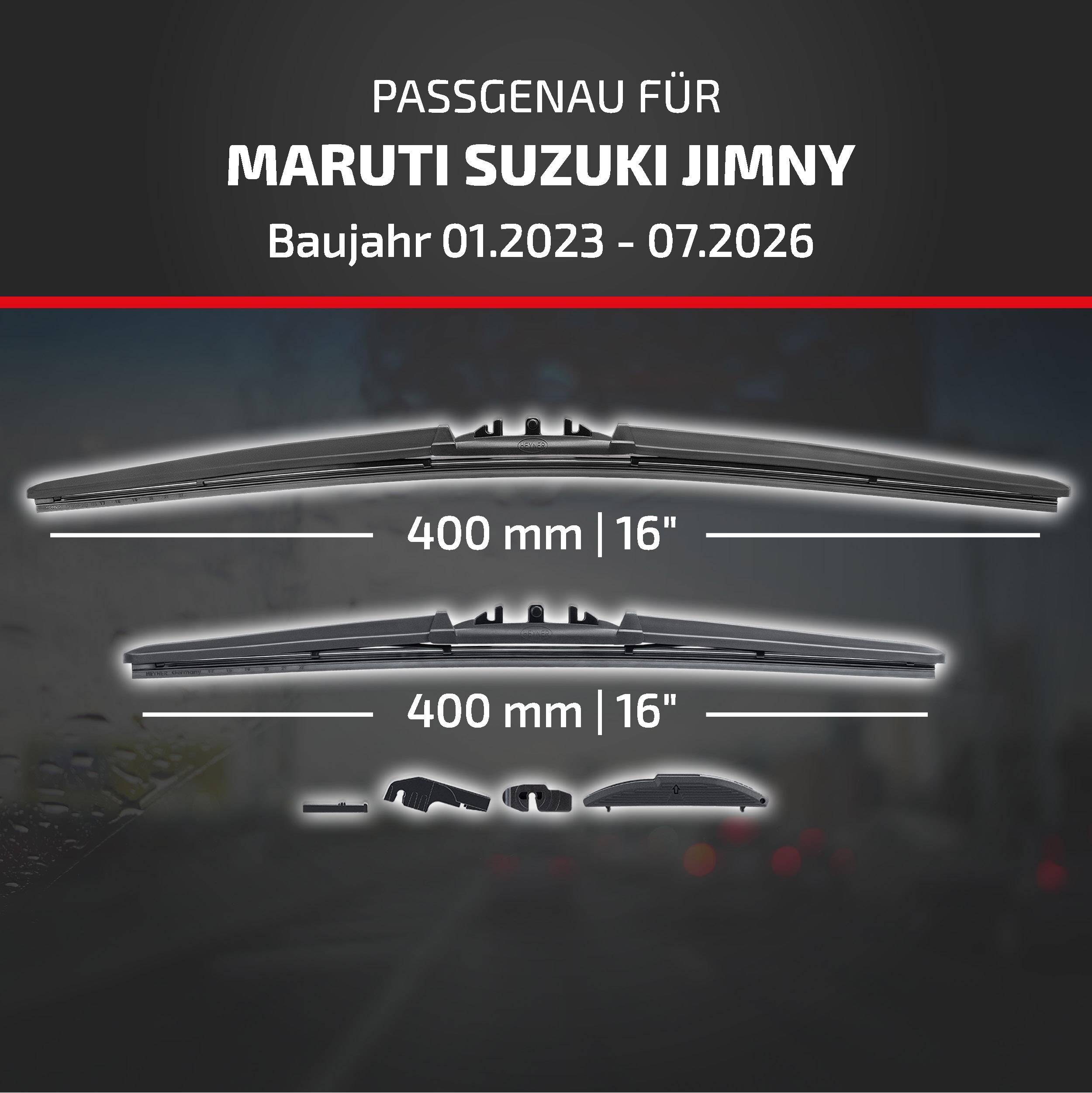 HEYNER® Scheibenwischer für MARUTI SUZUKI JIMNY 01.2023 - 08.2026, HYBRID Flachbalkenwischer,