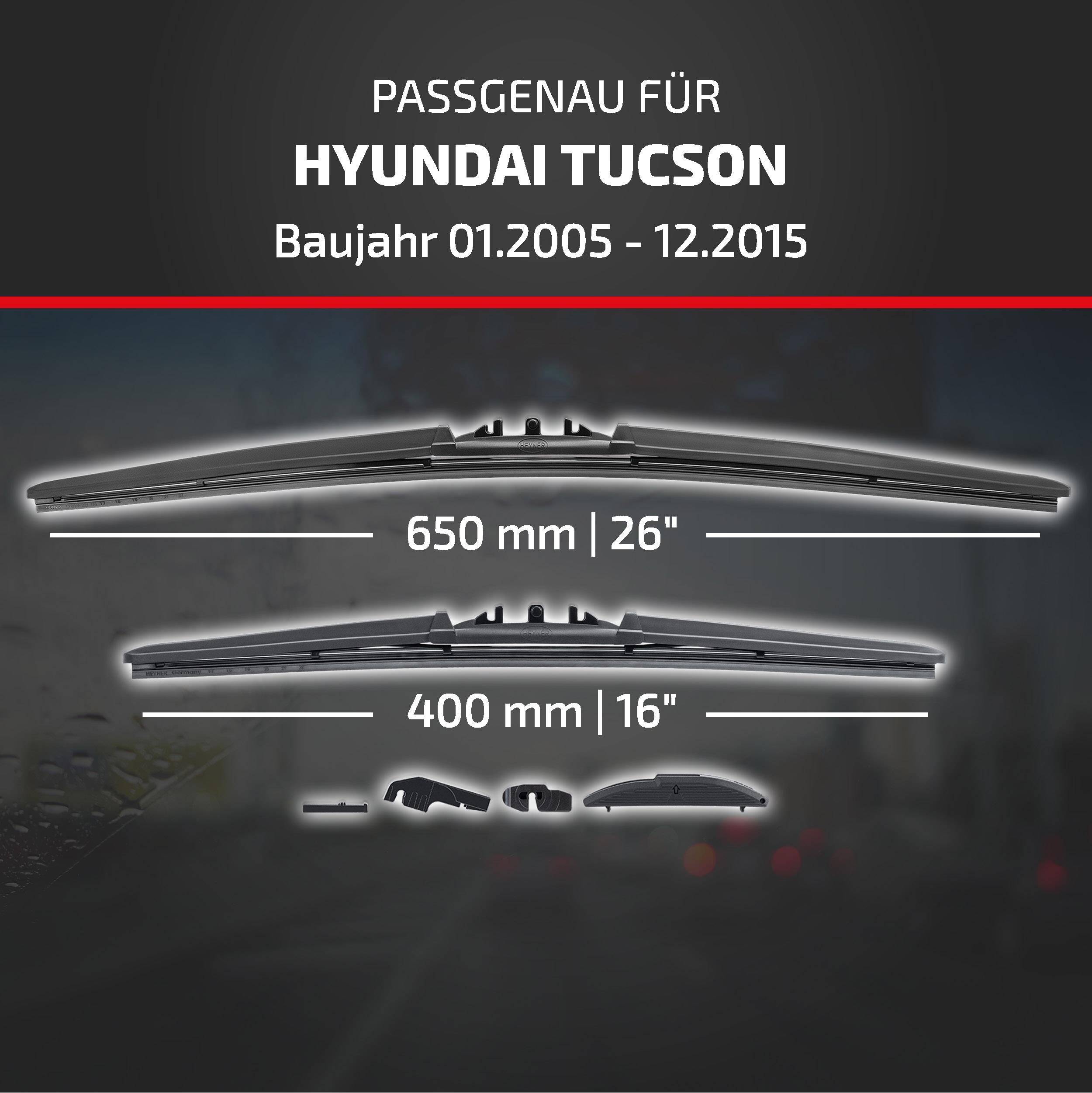 HEYNER® Scheibenwischer für HYUNDAI TUCSON (01.2005 - 12.2015) HYBRID Flachbalkenwischer