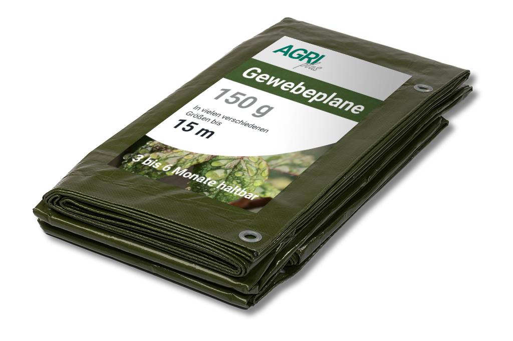 Gefaltete grüne Gartengewebe-Abdeckung mit Etikett „AGRI Gewebeplane