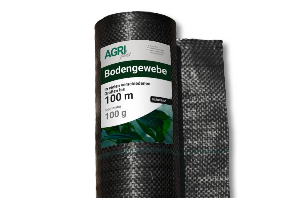 Aufgerolltes schwarzes Weblandschaftstuch mit der Bezeichnung 