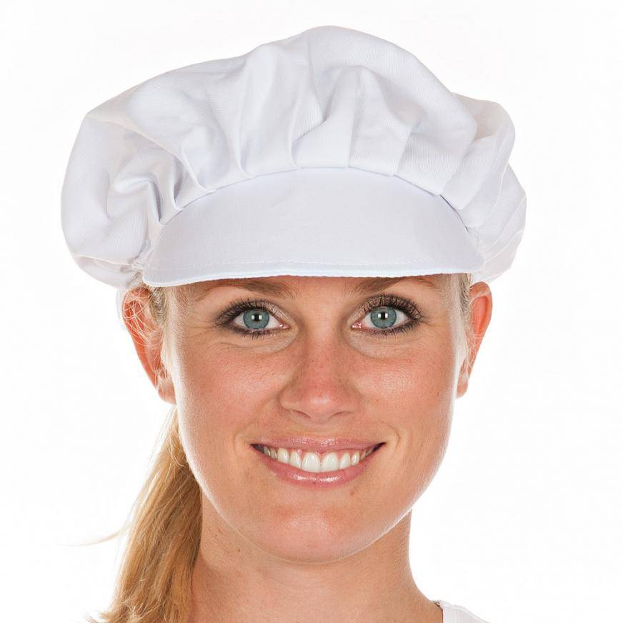 Hygienischer Kopfschutz, Baretthaube mit Schirm, Polycotton, Größe 37,5 cm, Farbe Weiß, 50 Stück