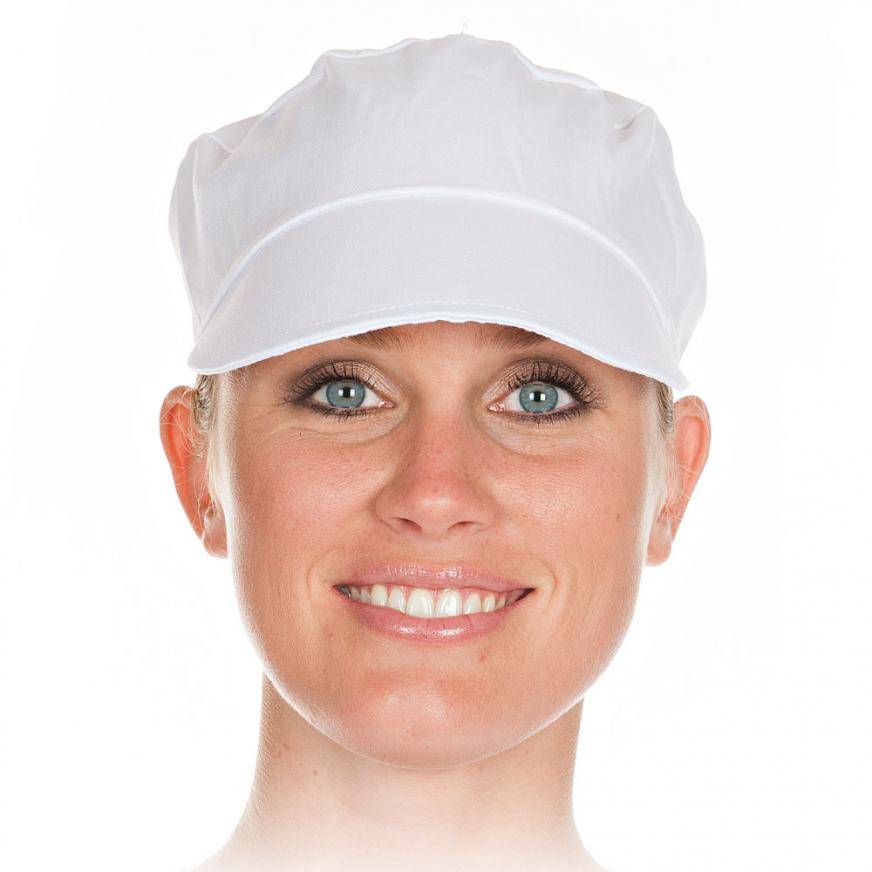 Hygienischer Kopfschutz, Schildmütze, Polycotton, waschbar, Einheitsgröße, Farbe Weiß, 50 Stück