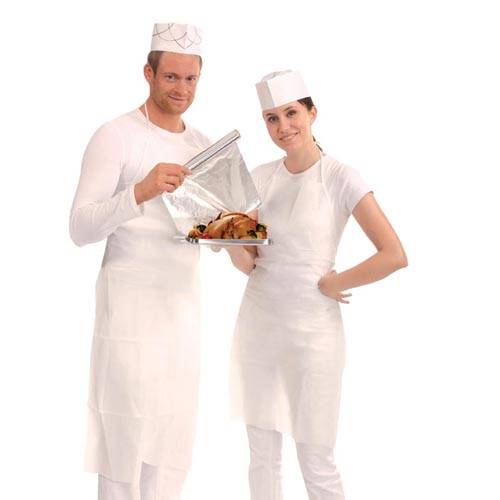 PP-Einwegschürze Einweg-Latzschürze, PP, 40g/m², 90 x 70cm, Weiß, 100 Stück