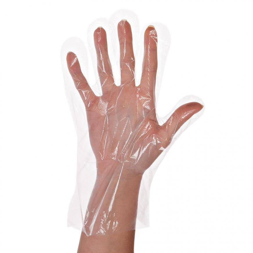 LDPE-Einweg-Handschuh, POLYCLASSIC, gehämmert, Länge 28cm, Größe M, Transparent, 5000 Stück
