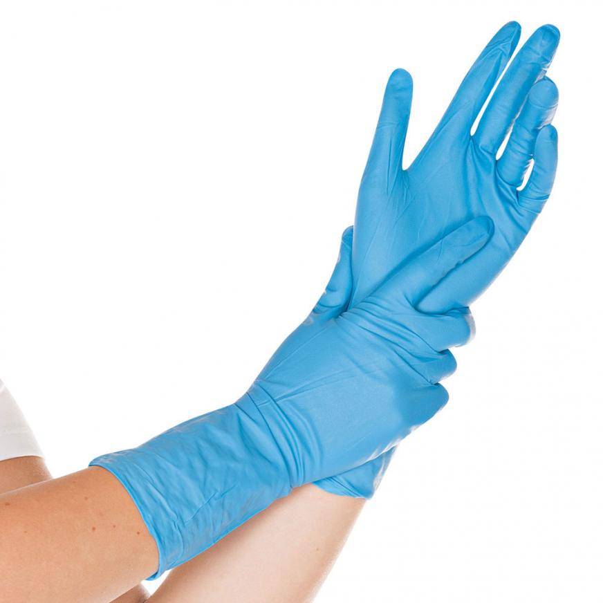 Chemikalienbeständiger-Handschuh, SUPER HIGH RISK, Nitril, Länge 30cm, Blau, 500 Stück