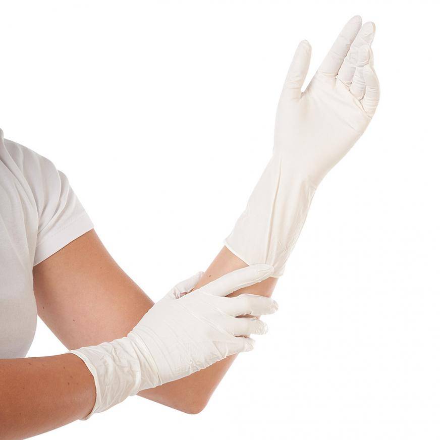 Einweg-Handschuh Nitril, Safe LONG, puderfrei, Länge 30cm, XL, Weiß, 100 Stück/VE