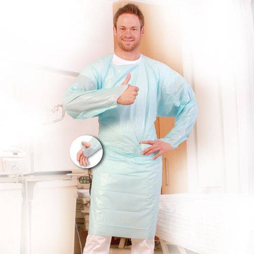 OP-Kittel Patientenkittel Laborkittel CPE, 115x200cm, 50my, XL, Weiß, 100 Stück