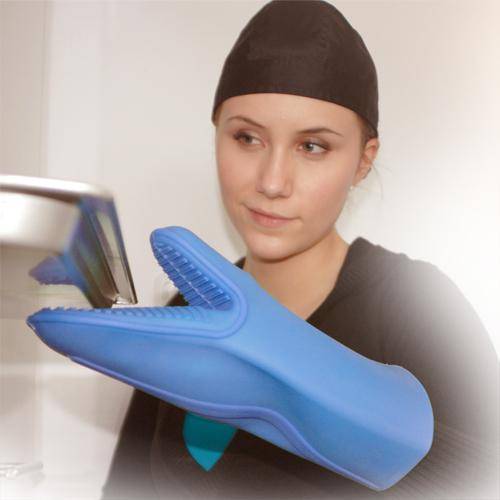 Hitzeschutzhandschuh SHARK, aus Silikon, Spülmaschinen geeignet, Größe UNI, Blau, 6 Paar