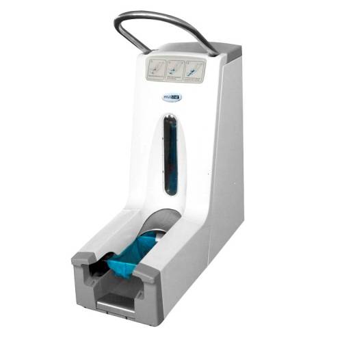 HYGOMAT CLEANROOM Überschuh-Automat, Edelstahl, 4 x schnelleres anziehen, Grau, 74 x 30 x 73cm
