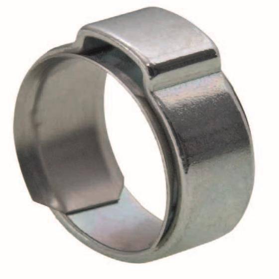 1-Ohr Klemmen Schlauchschelle mit Einlegering, Größe 17,0 - 19,3mm, W4 Edelstahl, V2A, 100 Stück