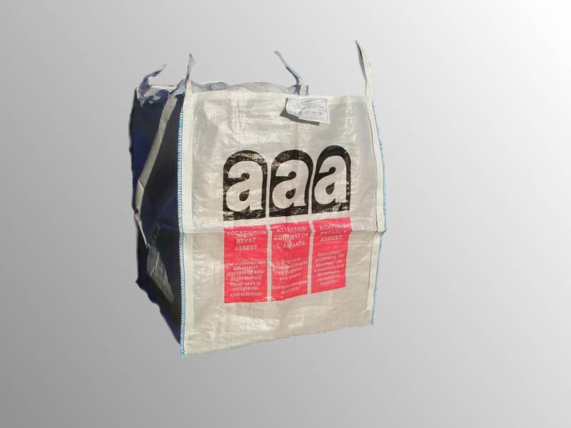 BigBag Volumen-BigBag zur Asbestentsorung, 90 x 90 x 110cm, Traglast 1400kg, Halteschlaufen
