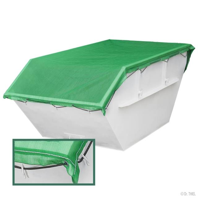 Containerplane Gewirkplane weich luftdurchlässig, PE-Monofil, 3,1 x 6,0m, 220g/m², mit Seil, Grün