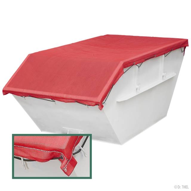 Containerplane Gewirkplane weich luftdurchlässig, PE-Monofil, 2,3 x 4,5m, 220g/m², mit Seil, Rot
