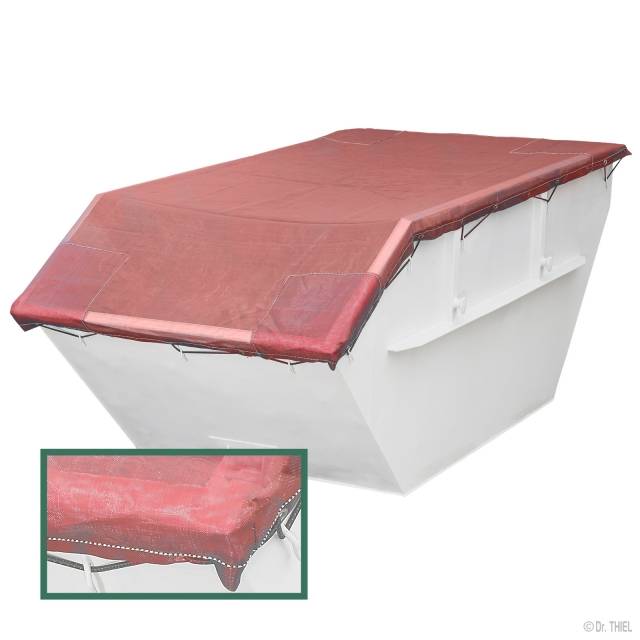 Containerplane 2 verstärkte Ecken , geöst, 2,5 x 7,5m, 200g/m², mit Seil, Rot