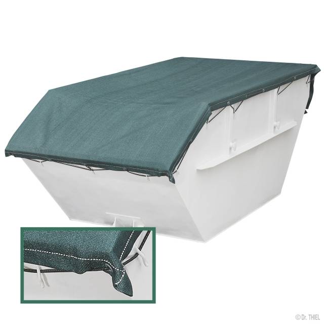Bändchengewebe-Plane geeignet zur Ladungssicherung, geöst, 3,1 x 5,0m, 320g/m², mit Seil, Grün