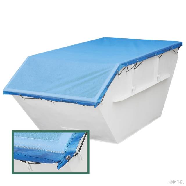 Gummiertes PES-Gewebe Plane, luftdurchlässig, geöst, 3,1 x 7,0m, 260g/m², ohne Seil, Blau