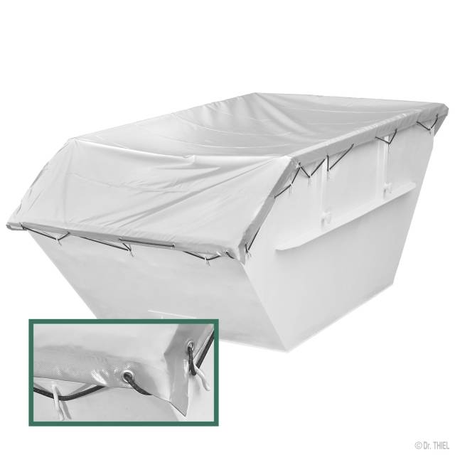 Standard-Containerplane, geöst, wasserdicht, 3,1 x 8,0m, 630g/m², mit Seil, Grau