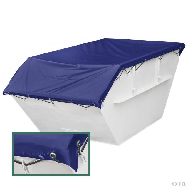 Standard-Containerplane PVC-Plane, geöst, wasserdicht, 3,1 x 7,5m, 630g/m², mit Seil, Blau