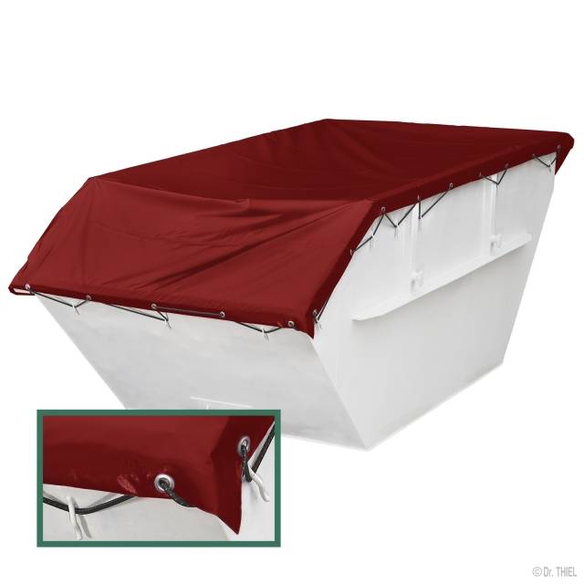 Standard-Containerplane PVC-Plane, geöst, wasserdicht, 2,3 x 4,5m, 630g/m², mit Seil, Rot