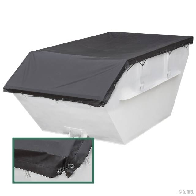 Hitzebeständige Plane mit Silikonschichtung, bis 200°C, 2,9 x 5,0m, 360g/m², geöst, Schwarz