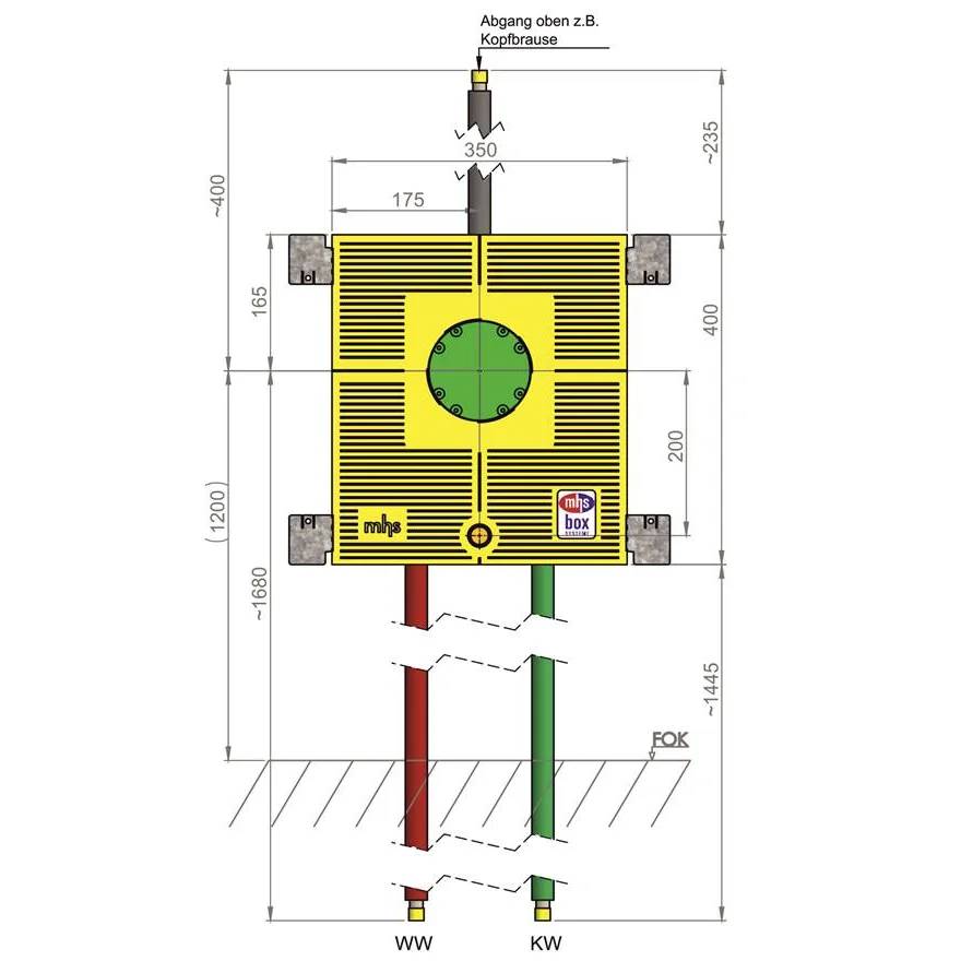 MHS Dusch-Installationsbox DUU1500180/MO-I, Brause mittig, Unterputz, KELOX-Anschluss, 1 Stk.