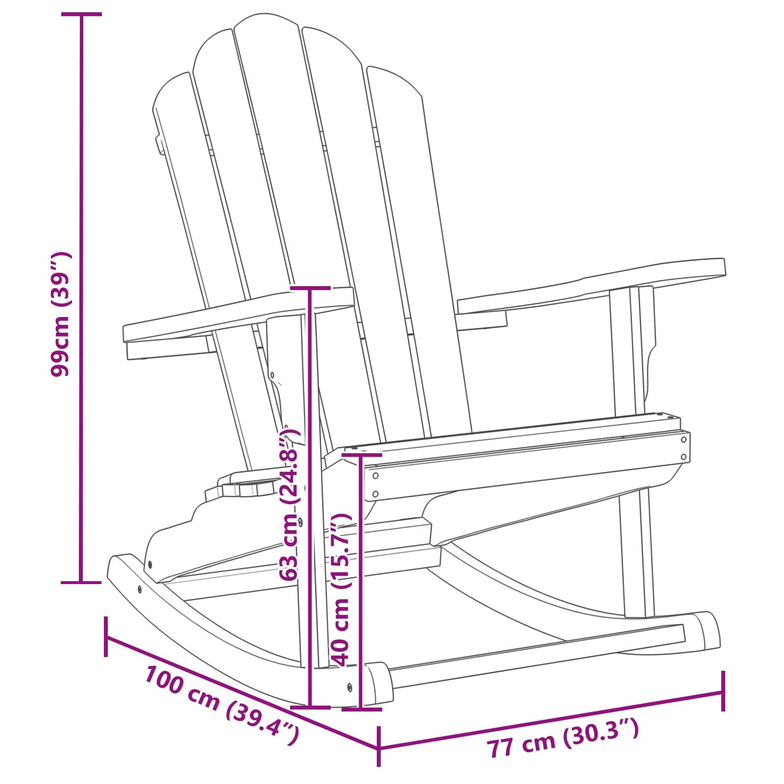 vidaXL Adirondack-Schaukelstuhl 2 Stk. Braun Massivholz Teak