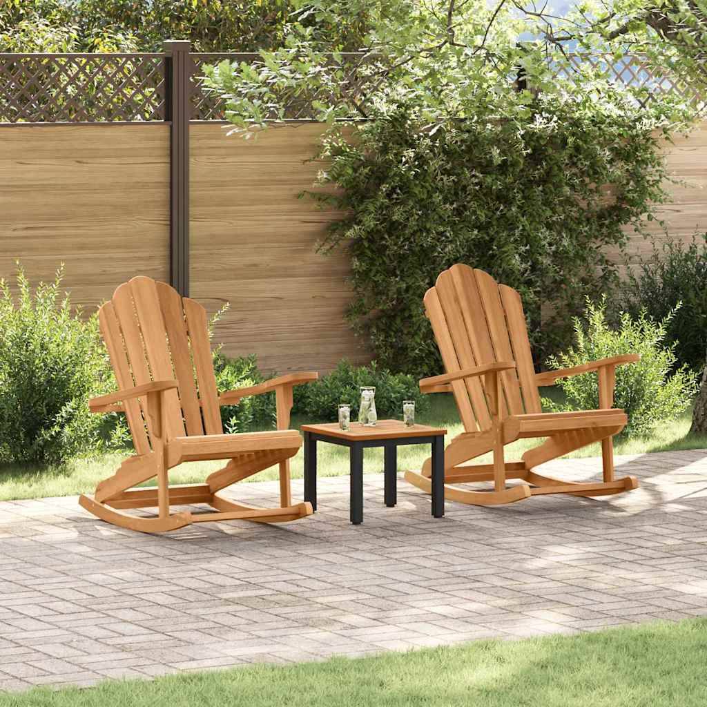 vidaXL Adirondack-Schaukelstuhl 2 Stk. Braun Massivholz Teak
