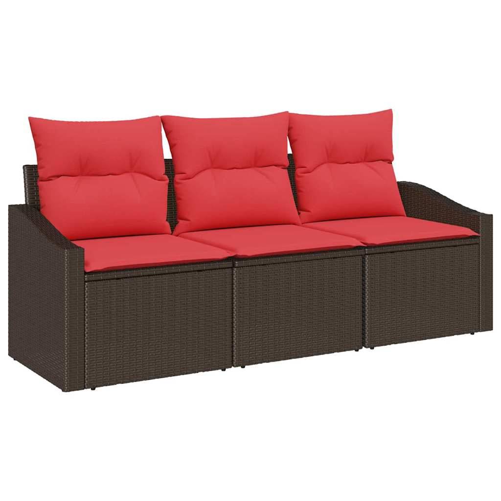 vidaXL Sofa Set 3 Stk. Braun [Synthetisch]: Poly Rattan