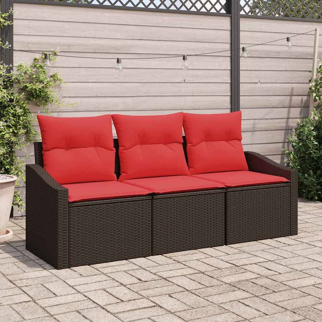 vidaXL Sofa Set 3 Stk. Braun [Synthetisch]: Poly Rattan